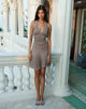 Image of Yelena Halter Dress in Light Taupe