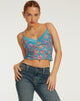 image of Yenika Crop Top in Contrast Floral Blue