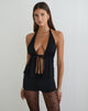 Image of Ylva Tie-Front Halter Top in Rayon Jersey Black