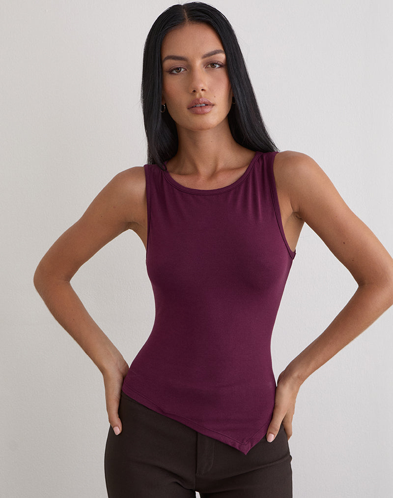Image of Ymir Vest Top in Rayon Jersey Deep Purple