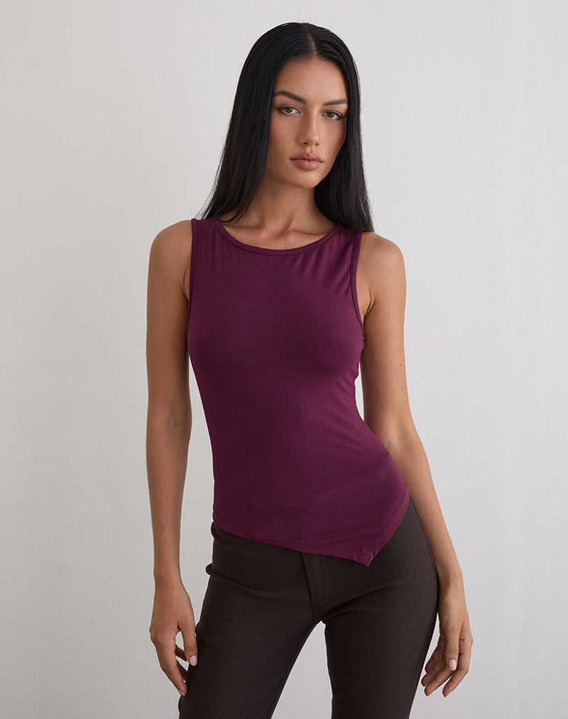 Chaleco Ymir en punto de rayón morado oscuro
