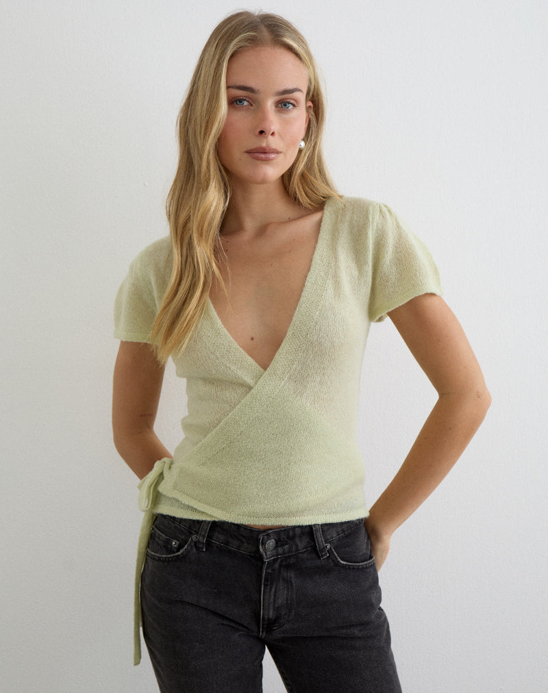 Yoana Top in Sheer Knit Lily Green