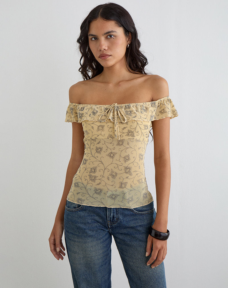 Yoda Top in Winding Ivy Pale Yellow
