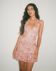Image of Yoriko Halterneck Mini Dress in Smoky Floral Peach