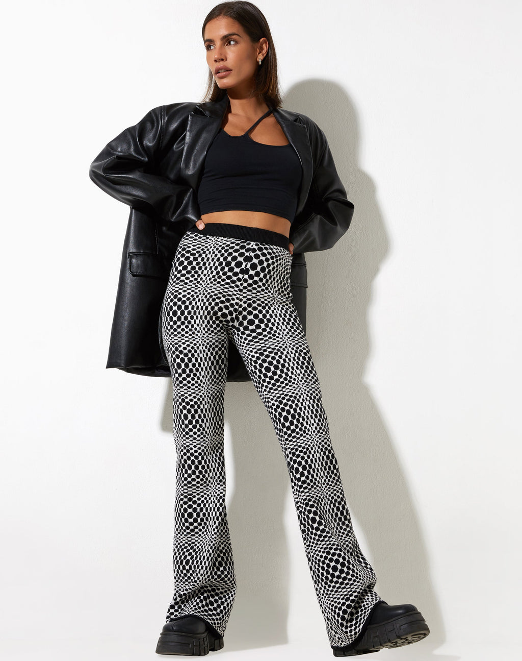 Pantalon Yuana en Optic Monochrome Square Noir et Blanc