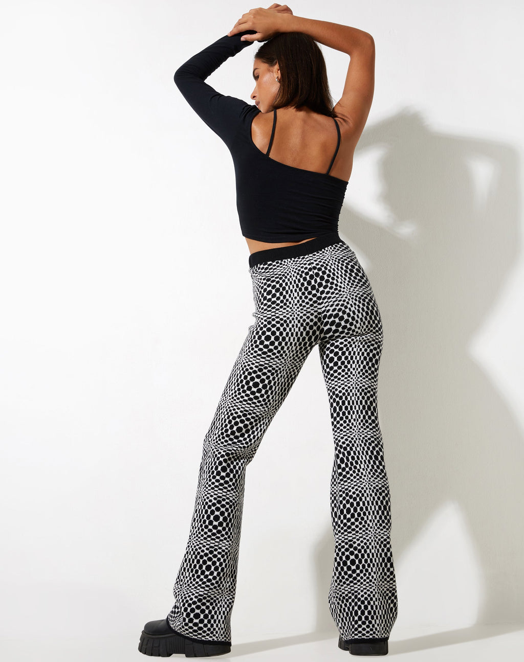 Pantalon Yuana en Optic Monochrome Square Noir et Blanc