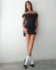 Image of Yudia Bardot Mini Dress in Ditsy Rose Black