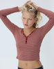 Image of Yusi Long Sleeve Top in Burgundy Stripe