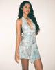 Image of Yuta Halterneck Mini Dress in Blue Paisley Abstract Rustic