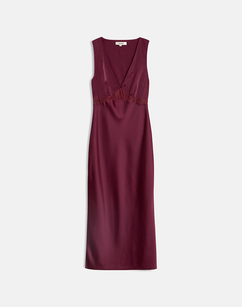 Image of Zarita Satin Maxi Dress in Zinfandel