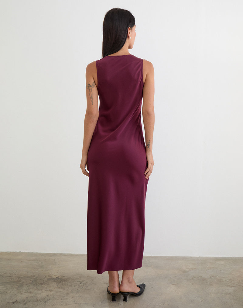 Image of Zarita Satin Maxi Dress in Zinfandel