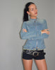 Image OF Zayn Fitted Biker Jacket in Vintage Blue Denim