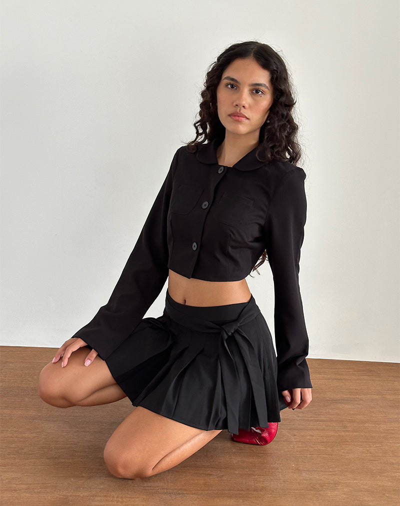 Zekira Pleated Mini Skirt in Black