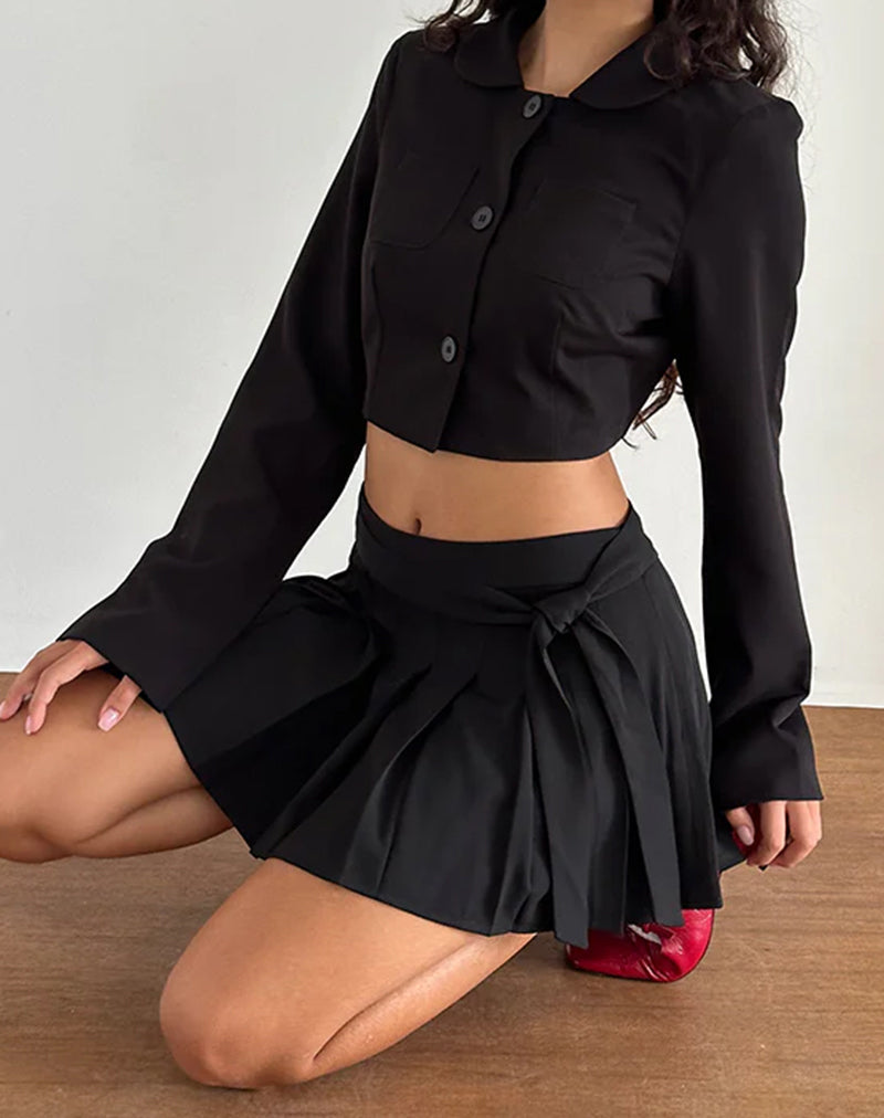 Image of Zekira Pleated Mini Skirt in Black