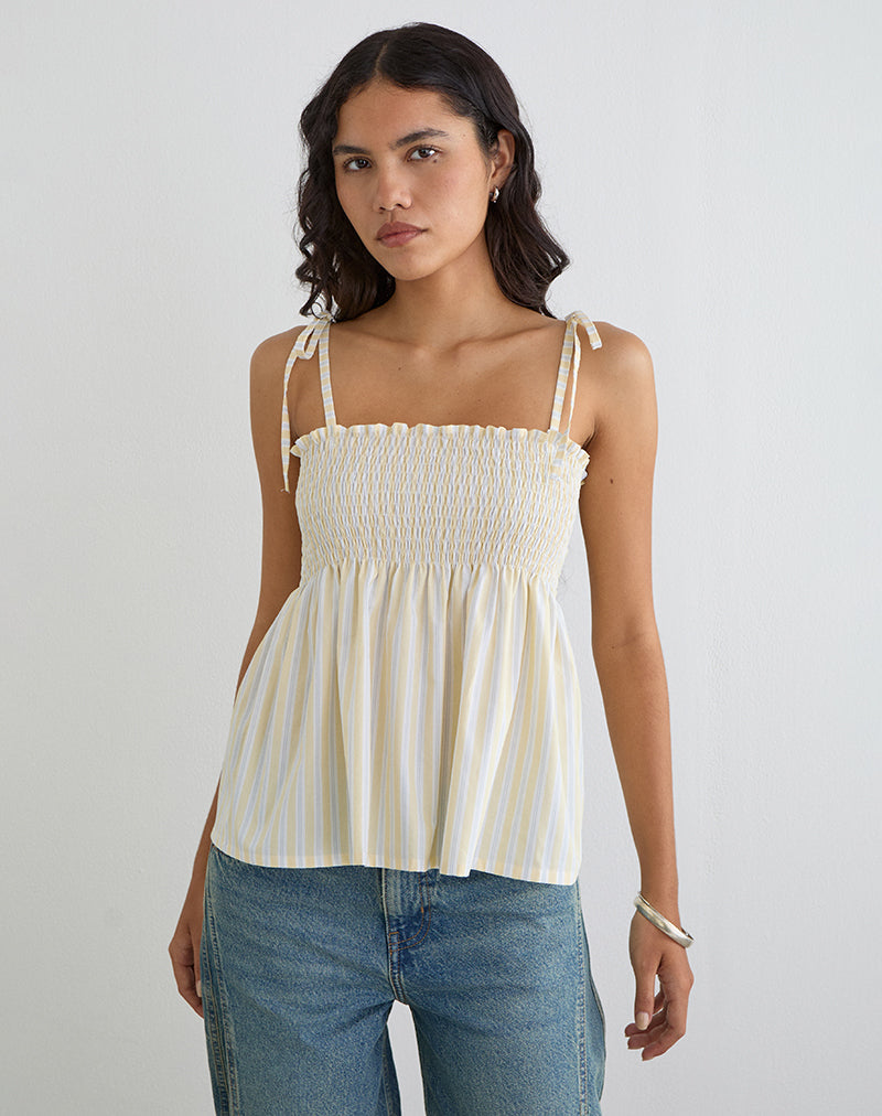 Image of Zerah Top in Candy Stripe Yellow