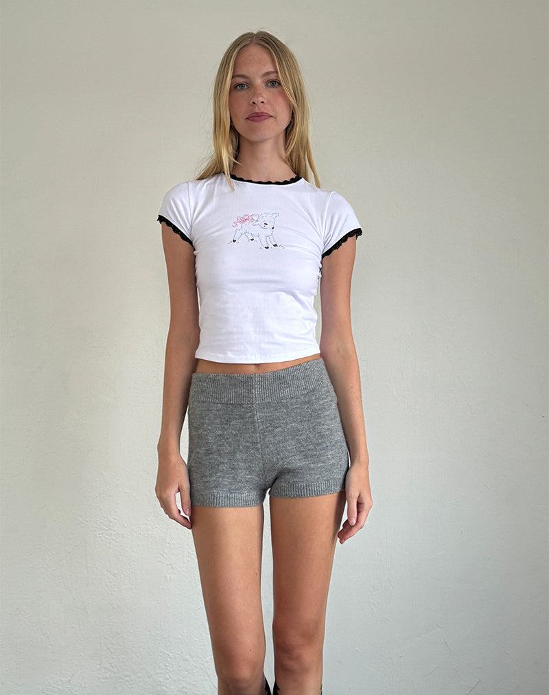 Image of Zyzy Tee in White with Sheep Print