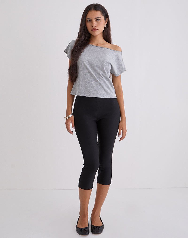Image of Asla Cropped Capri Trouser in Stretch Tailoring Black