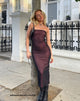 image of Rosbandi Bandeau Midi Dress in Black Pink Lining