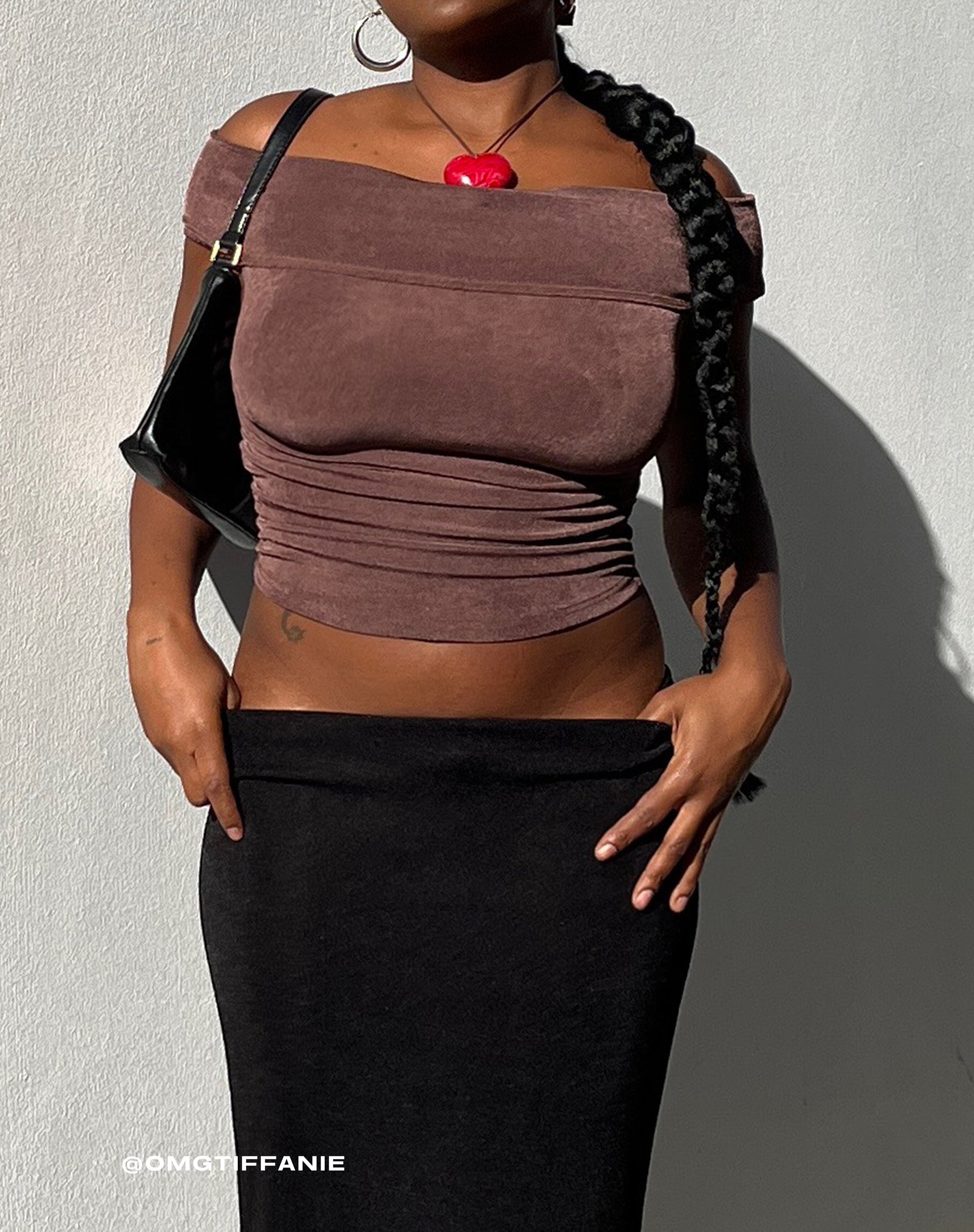 Image of Palita Slinky Bardot Top in Peppercorn