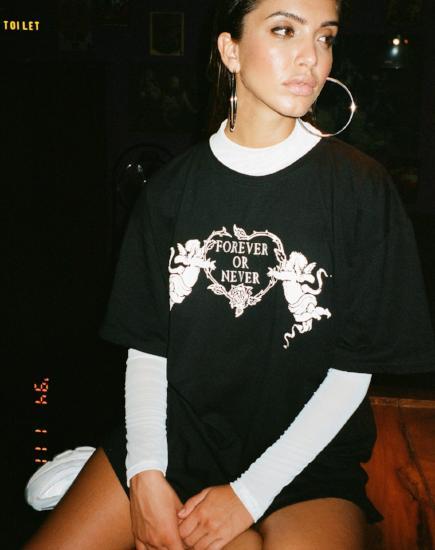 Image of Sunny Kiss Tee in Black Forever or Never