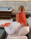 Image of Motel X Barbara Kristoffersen Kelly Shirt in 70s Ripple Tangerine