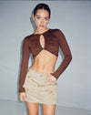 image of Zen Long Sleeve Cut Out Top in Chocolate