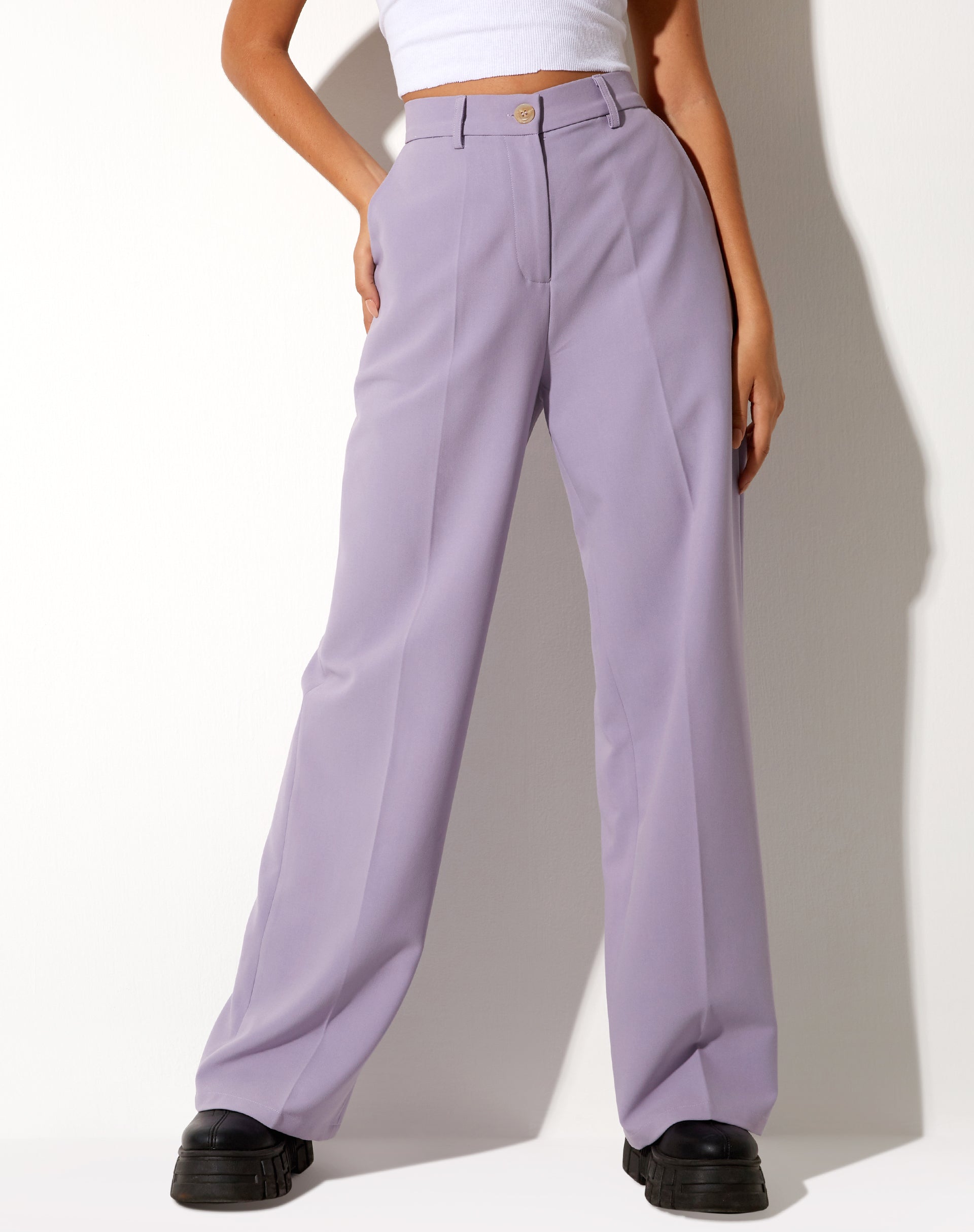 Image of Abba Straight Leg Trouser in Tailoring Purple