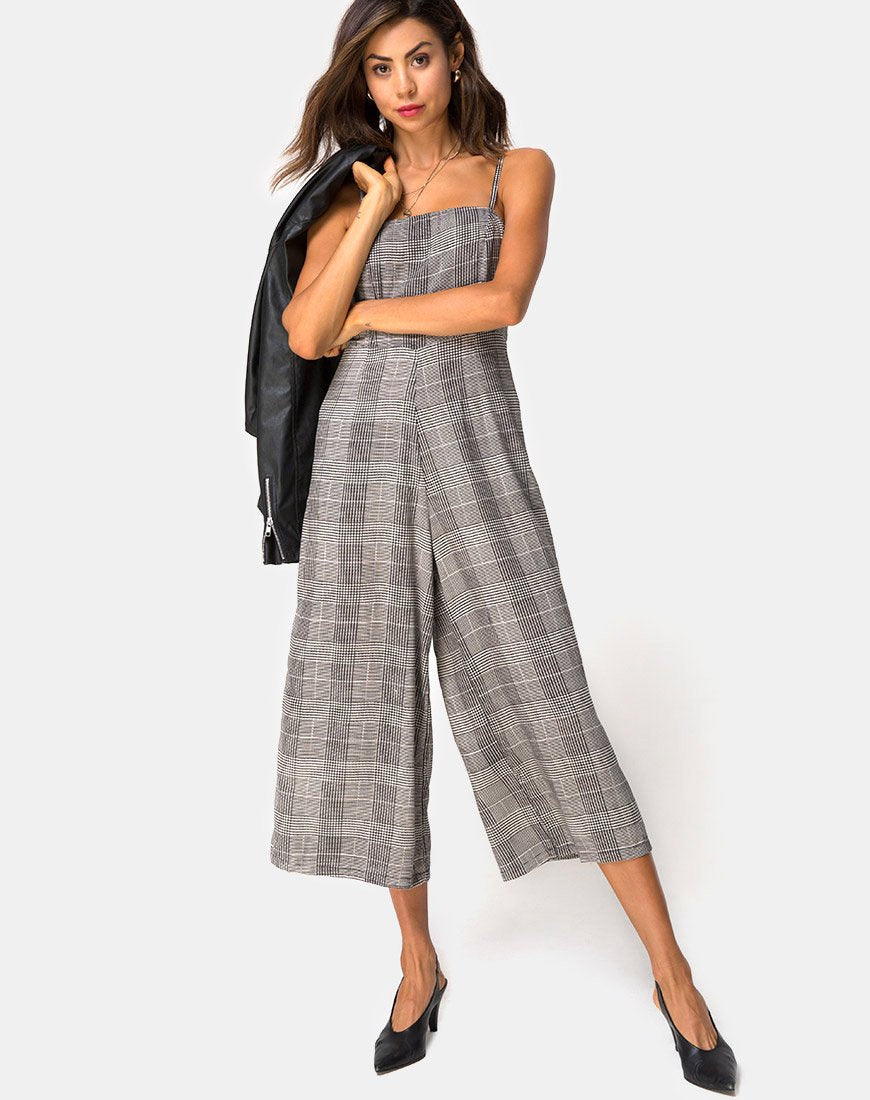 Image of Achem Culotte Jumpsuit in Charles Check Grey