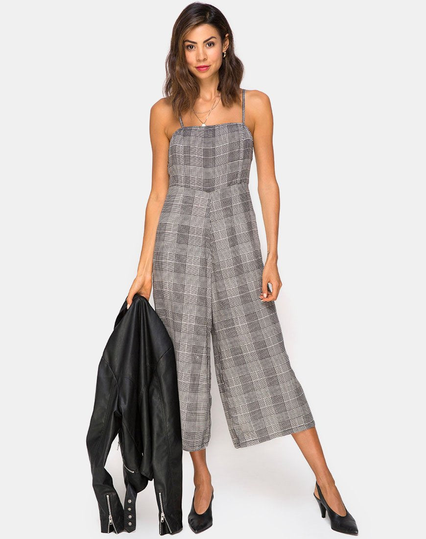 Image of Achem Culotte Jumpsuit in Charles Check Grey