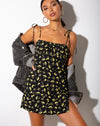 Image of Adara Slip Dress in Buttercup Black and Yellow