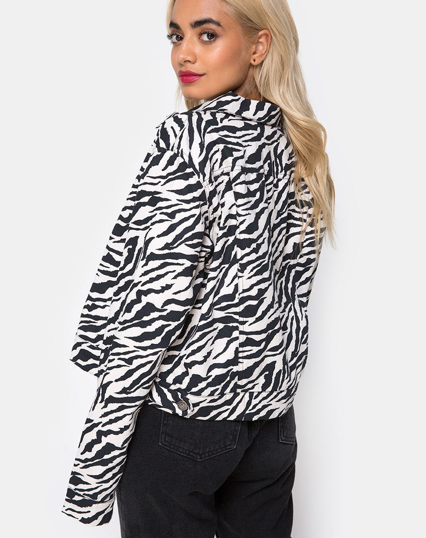 Black and White Zip Up Zebra Print Jacket | Agatha – motelrocks-com-eur