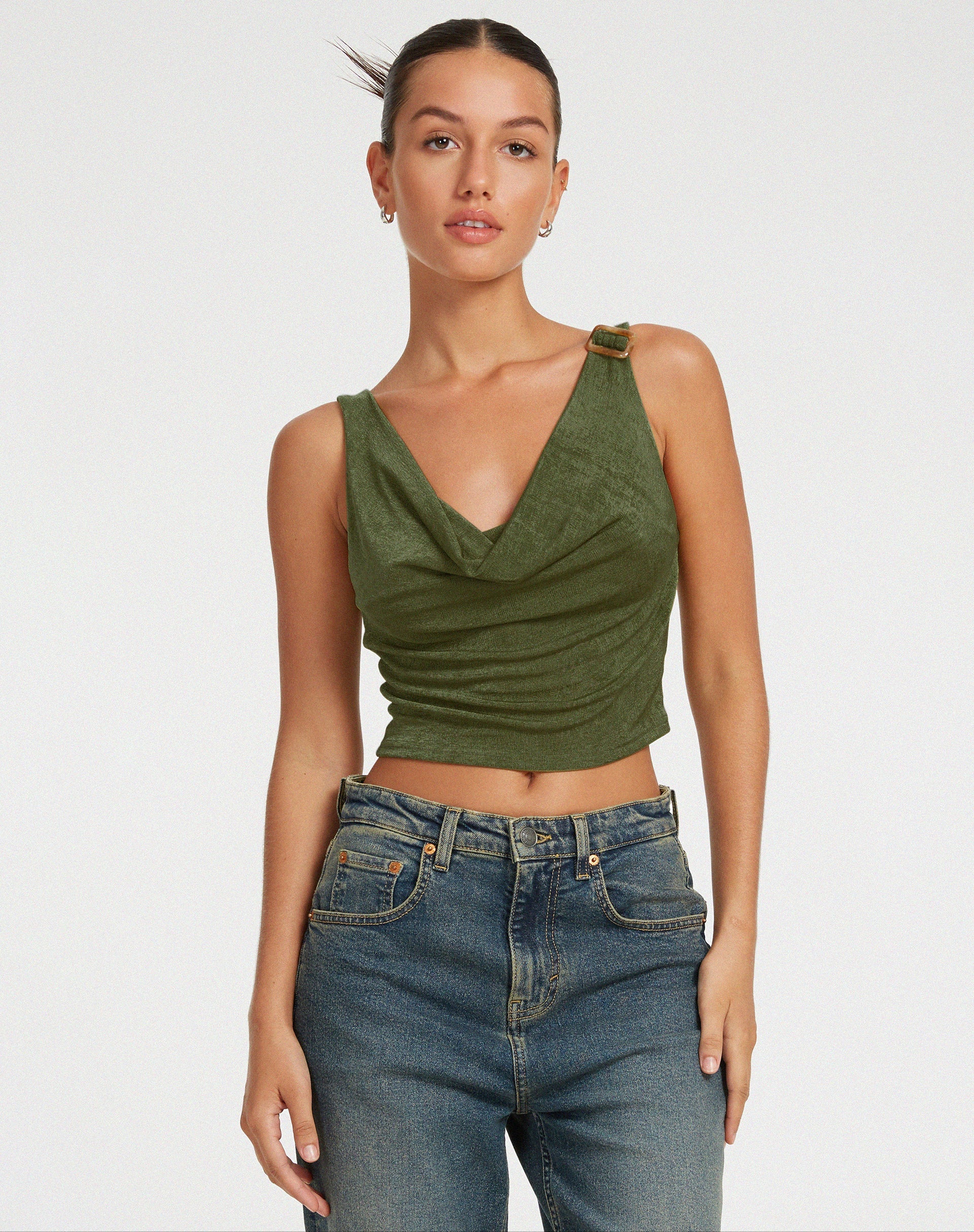 image of Masayo Crop Top in Khaki