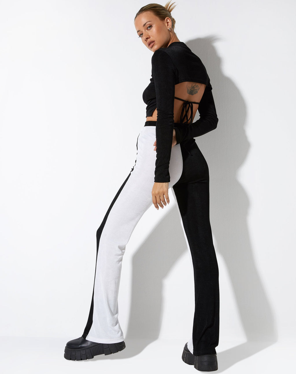Anson Trouser in Crepe Black and White