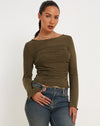 image of Armina Mesh Long Sleeve Top in Green Leaf