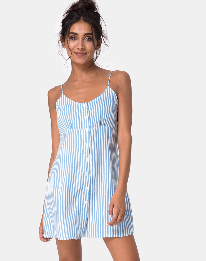 Auvaly Slip Dress in Basic Stripe Blue and White