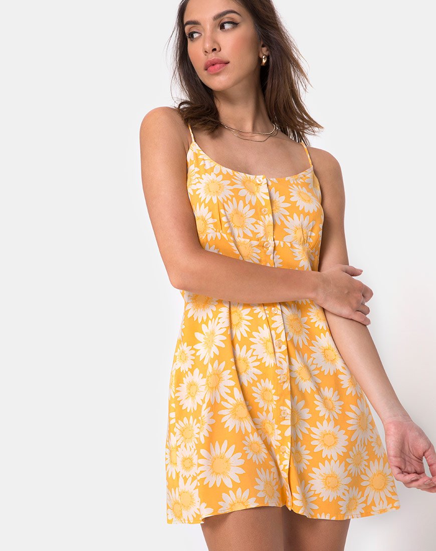Auvaly Slip Dress in Sunkissed Floral Yellow