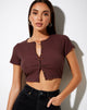 Image of Avia Crop Top in Rib Brown and Navy