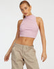 image of Azura Crop Top in Stripe Rib Purple and Brown