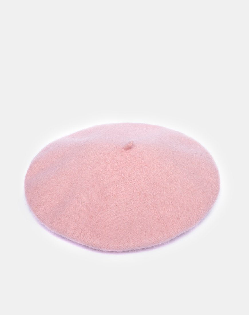 Image of Wool Beret Hat in Baby Pink