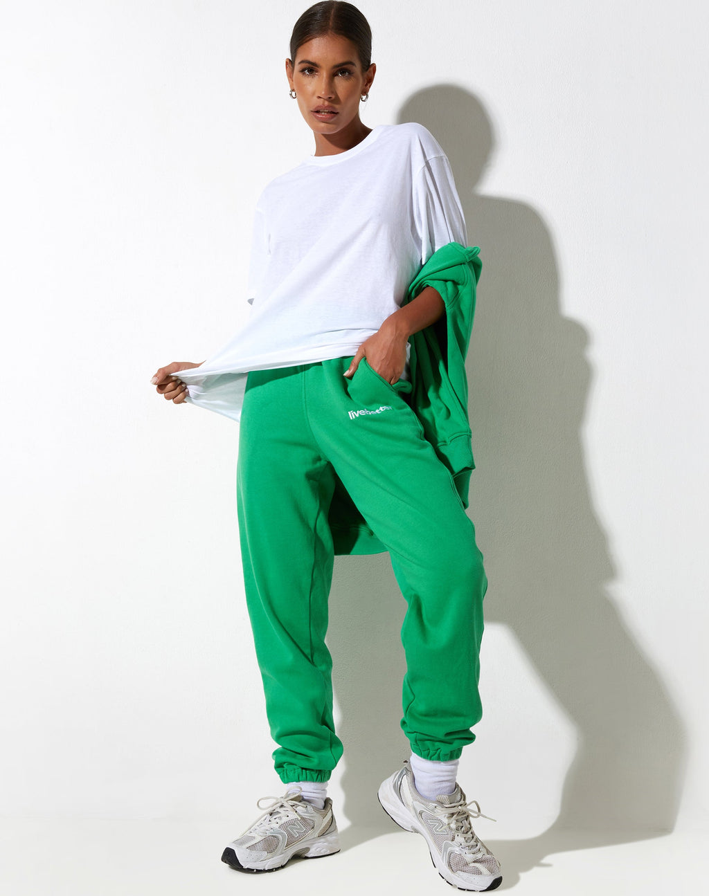 Basta Jogger in Fun Green with 'Live Better' Embro