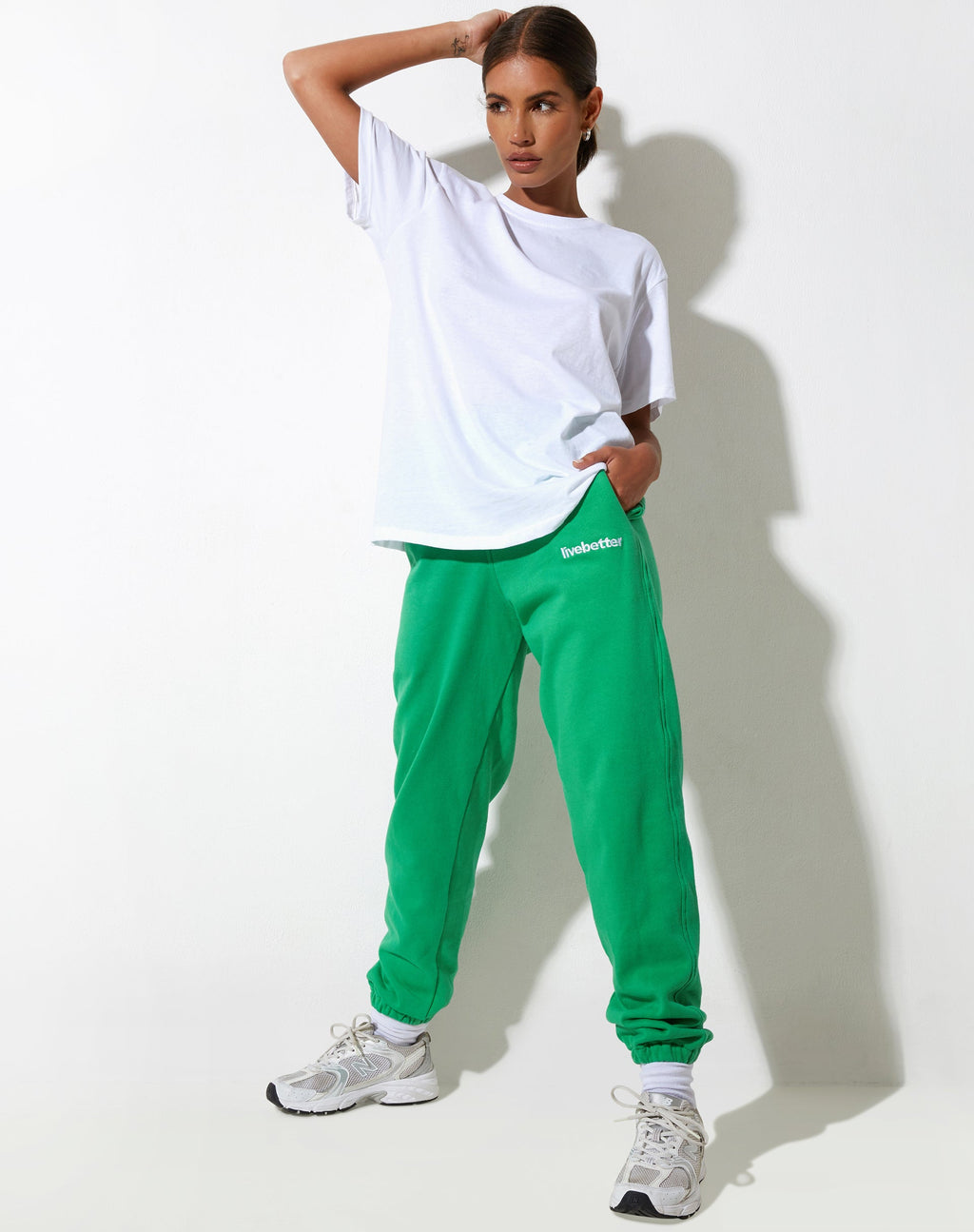 Basta Jogger in Fun Green with 'Live Better' Embro