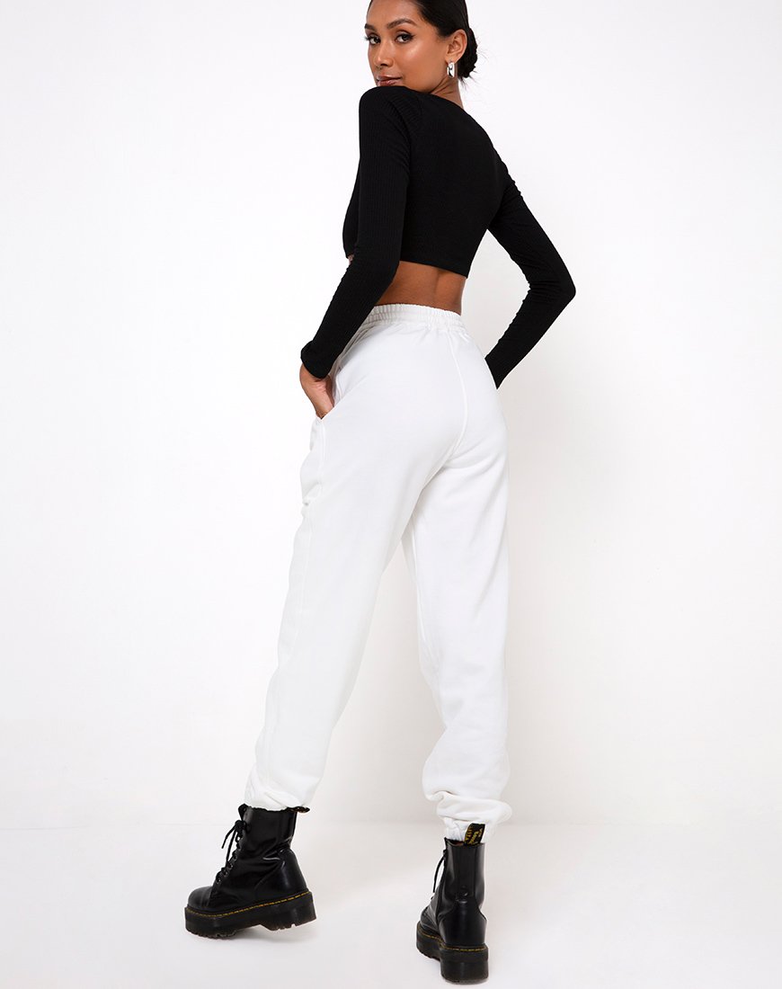 Image of Basta Jogger in White with Angel Embro Black