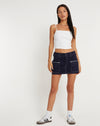 image of Betsy MIni Skirt in Navy with White Top Stitch