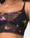 Image of Bliss Crop Top in Mesh Black Butterfly