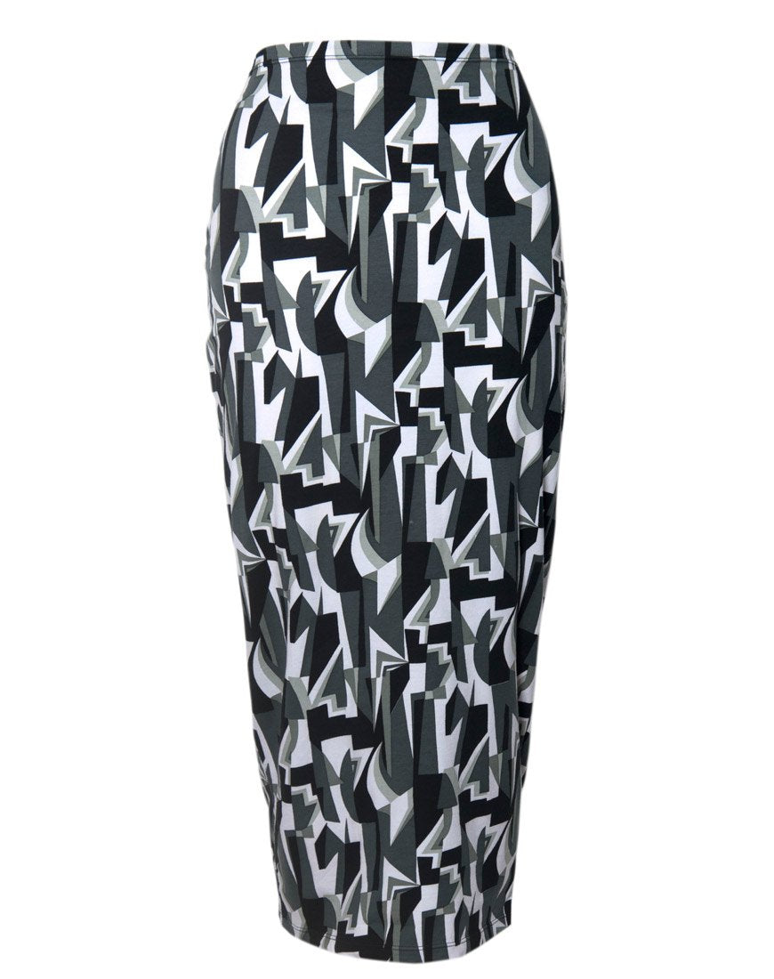 Motel Bobby Midi Rok in Geo Pop Zwart en Wit motelrocks com eur