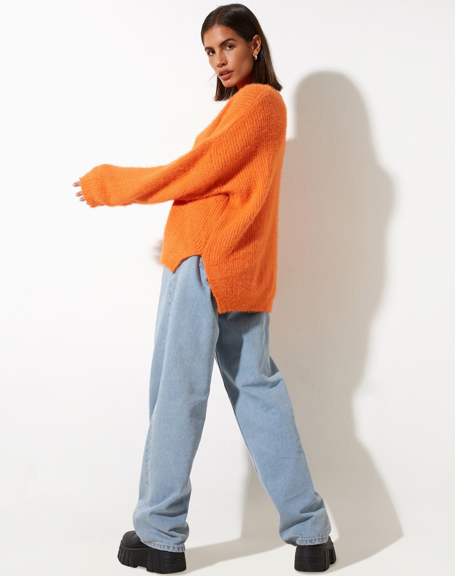 image of Bondy Jumper in Knit Persimmon Orange
