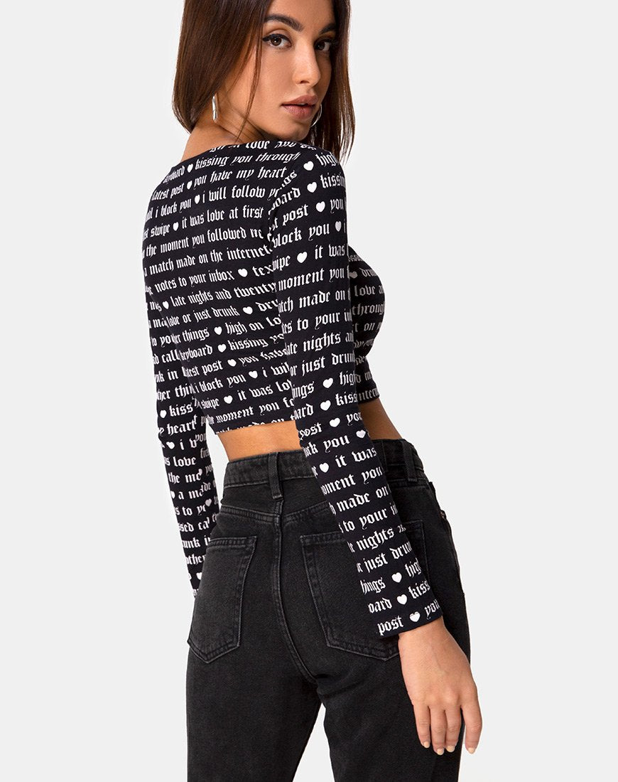 Image of Bonnie Crop Top in Black Love At First Swipe