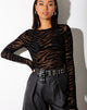 Image of Bonnie Top in Horizontal Zebra Flock Black