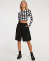 image of Bonnie Crop Top in Mono Painted Check Black