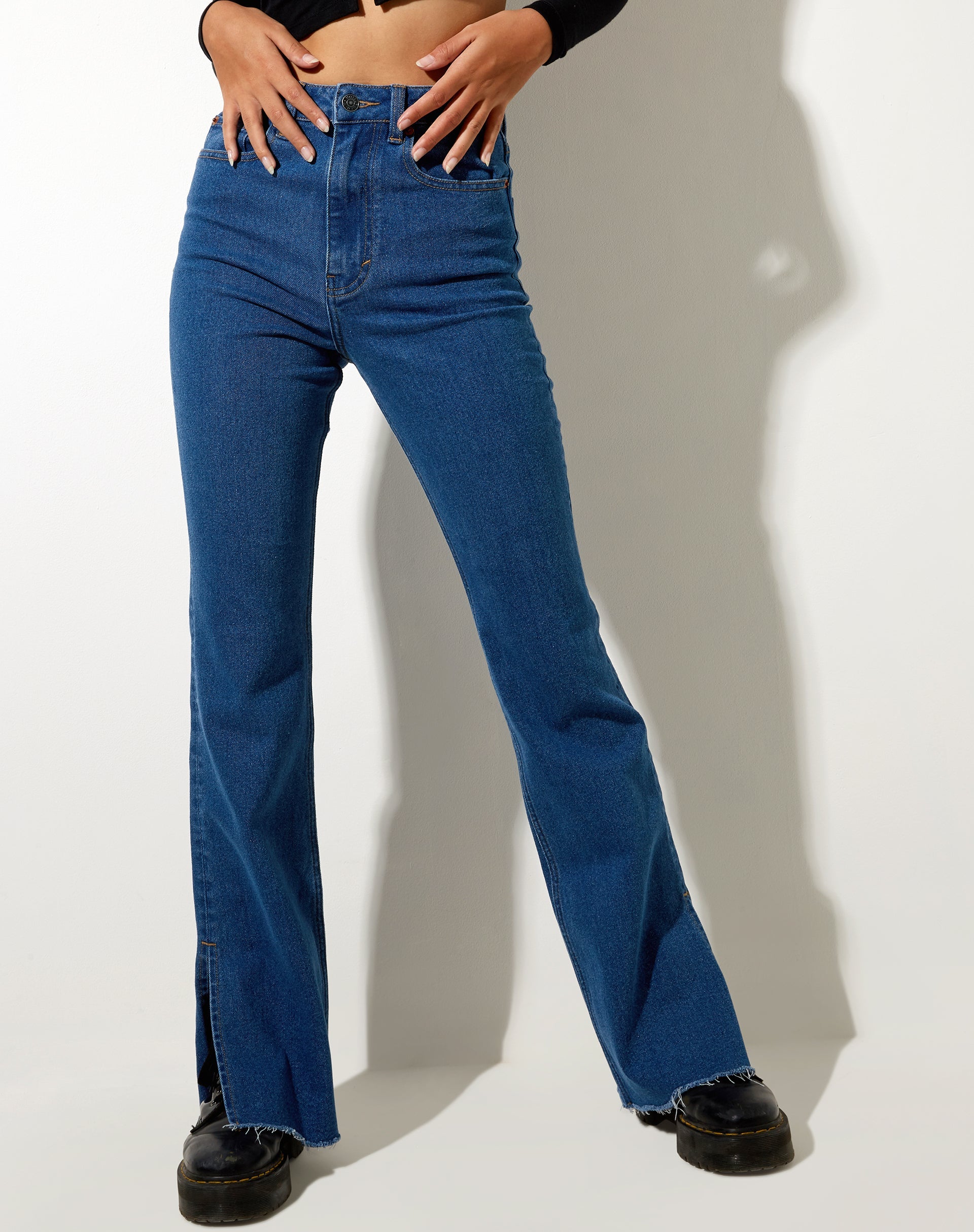 Low Rise Bootleg Jeans in Heavy Stitch Vintage Indigo